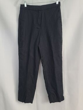 Banana Republic Sz 4 Black 100% Linen Neutral Minimalist Office Career Slim Pant